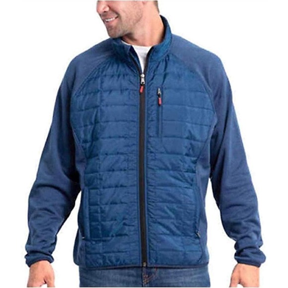 Orvis Men's Quilted Fabric‎ Full Zip Jacket Mock Neck Outdoor Blue Size XL/Large - Picture 1 of 15